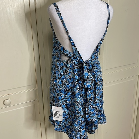 TOPSHOP Women's Casual Blue Romper in Grunge Floral Print Size 8 - Picture 5 of 7